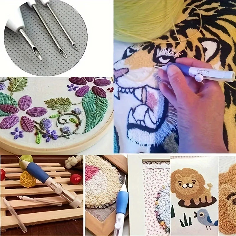 Adjustable Magic Embroidery Pen Set With 3 Needles Threader Scissors