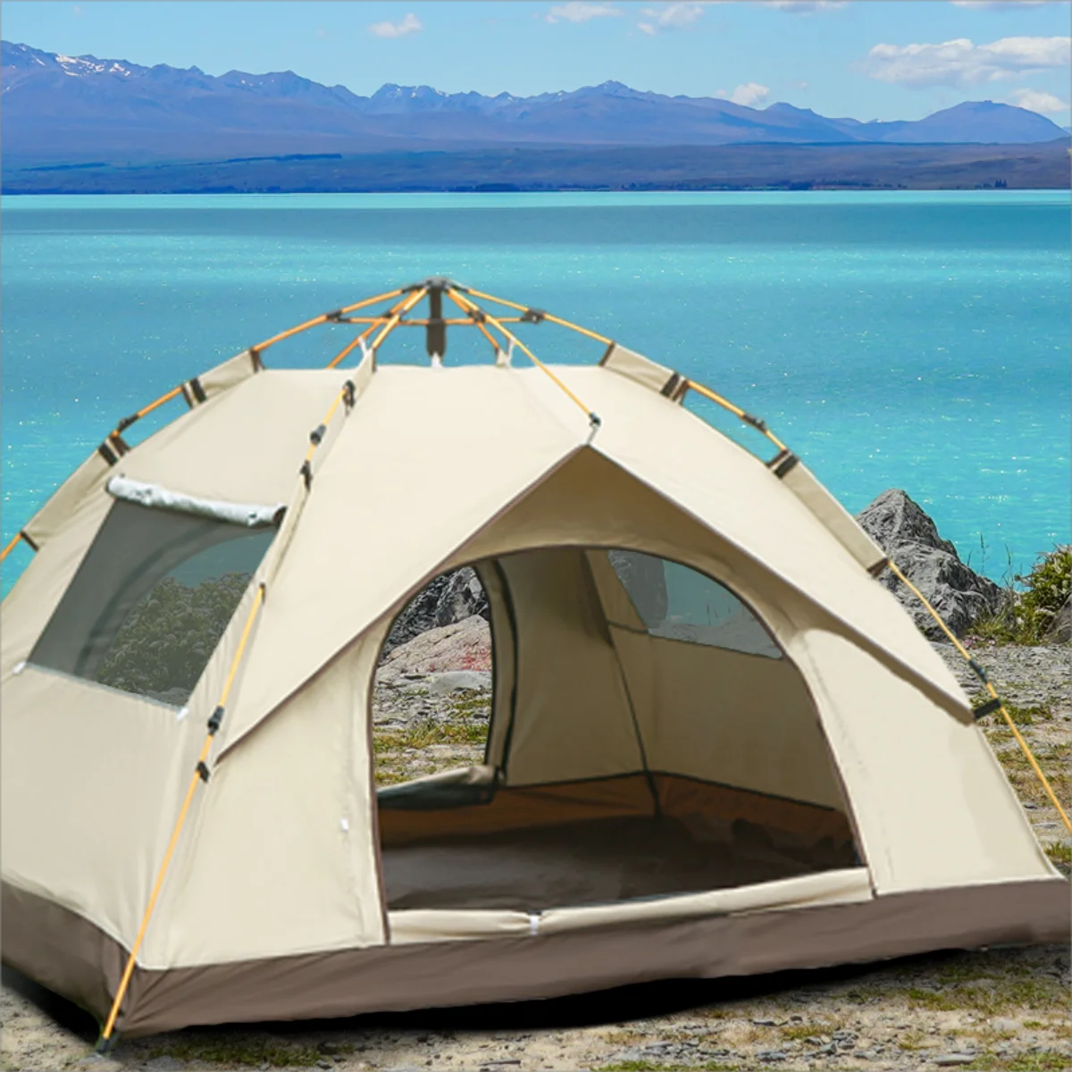Outdoor Shelter Sunshade Self-Driving Travel Camping Tent Reactive Outdoor Camping Tent Two Doors and Two Windows