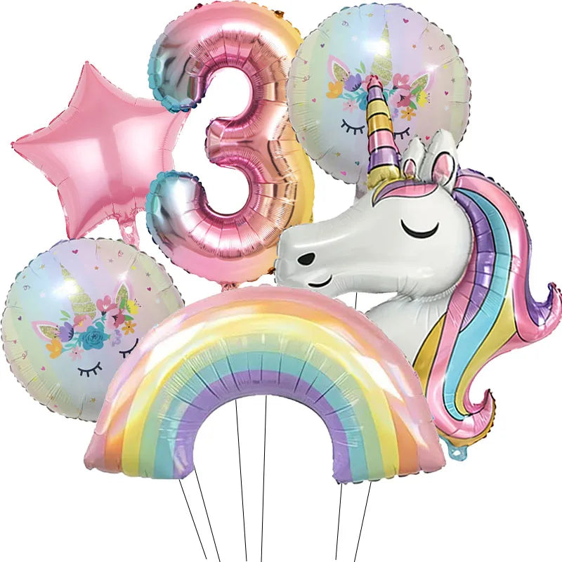 Unicorn Foil Number Balloon Birthday Party Decoration