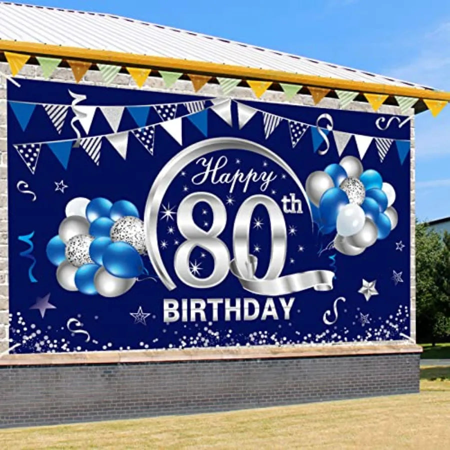Eighty Birthday Banner Nonwoven Backdrop Party Decorations Kit