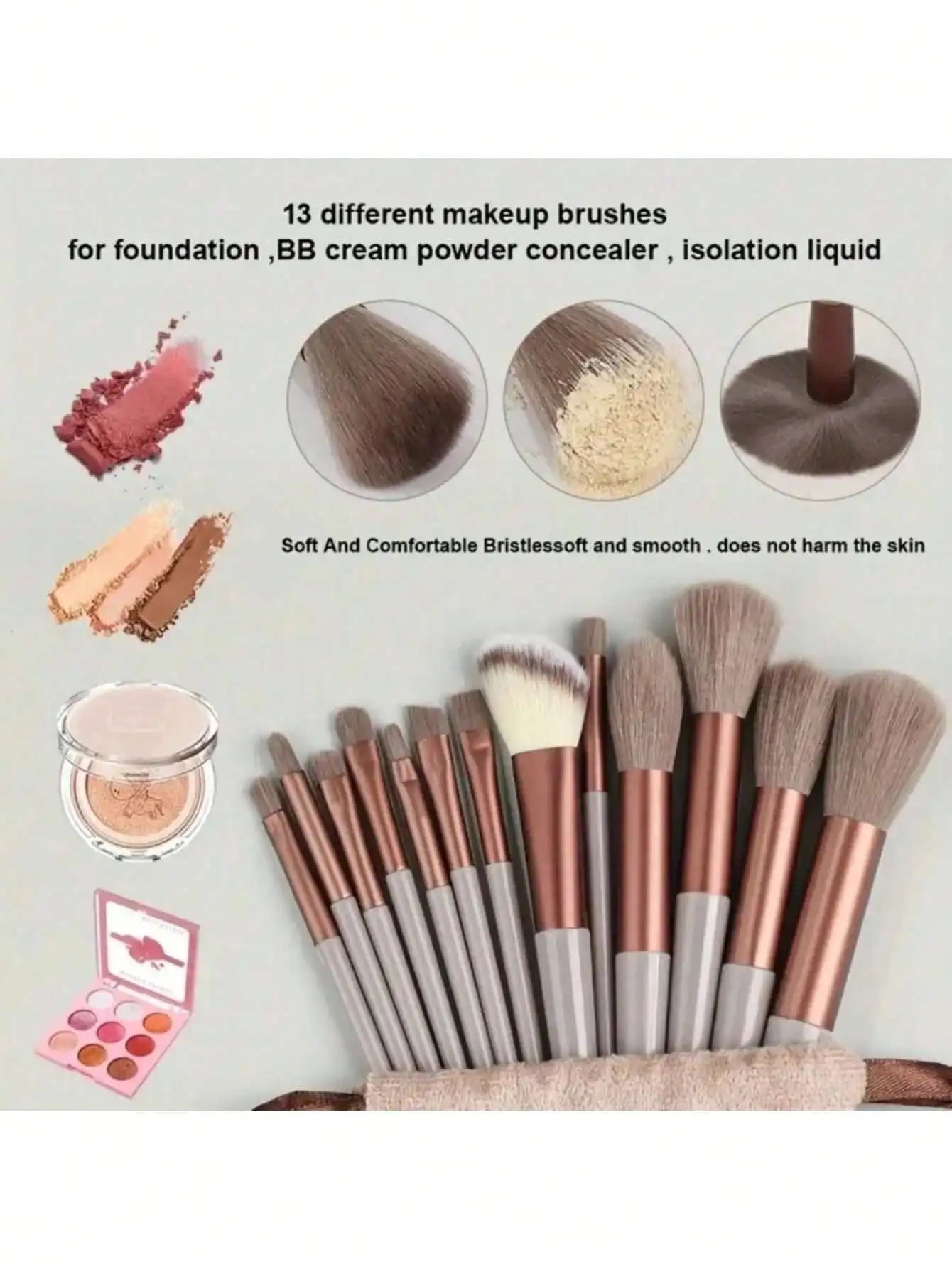 Makeup Brush Set Soft Fluffy Professional Cosmetic Foundation Powder Eyeshadow Kabuki Blending Make Up Brush Beauty Tool Makeup Sponge Storage Bag