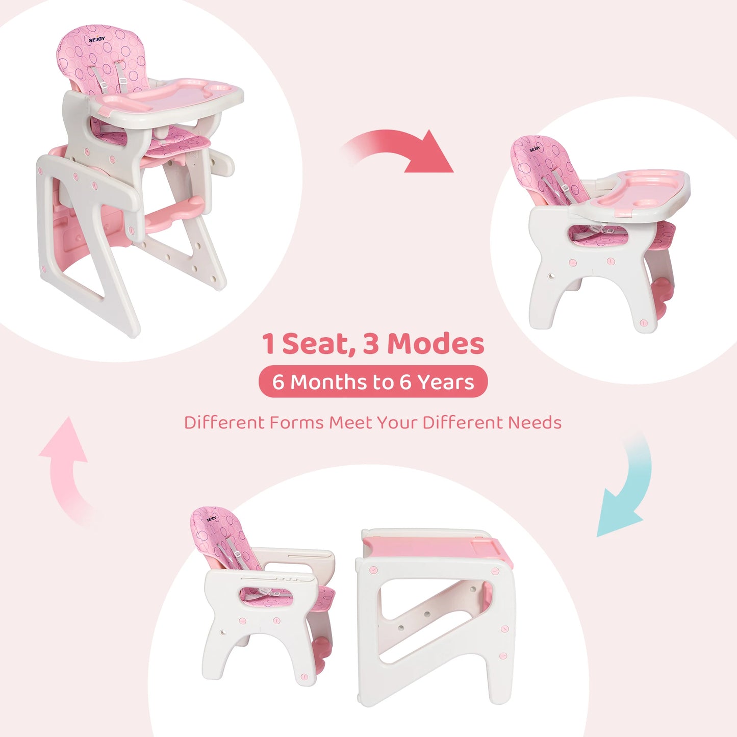 Sejoy Adjustable Baby High Chair For Easy Feeding Time