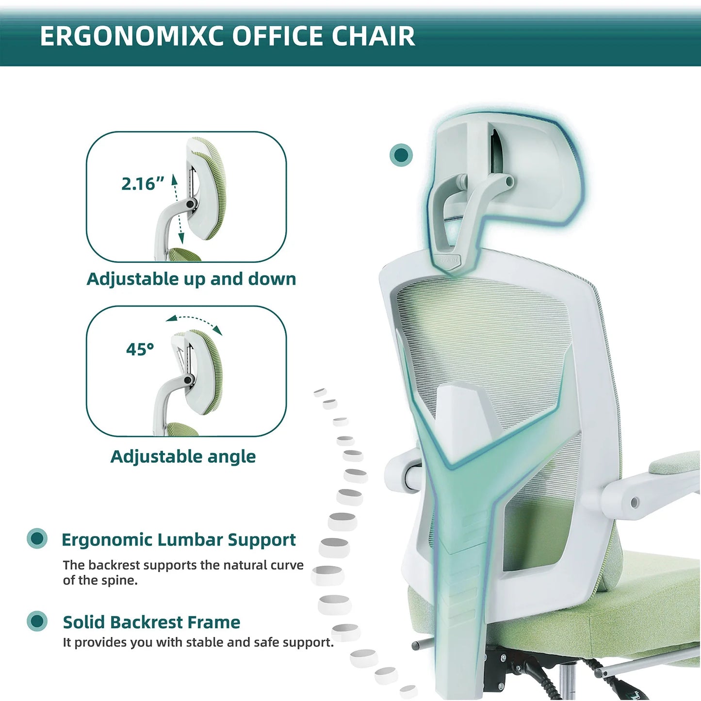 JHK Ergonomic Reclining High Back Mesh Office Chair Swivel With Lumbar Support