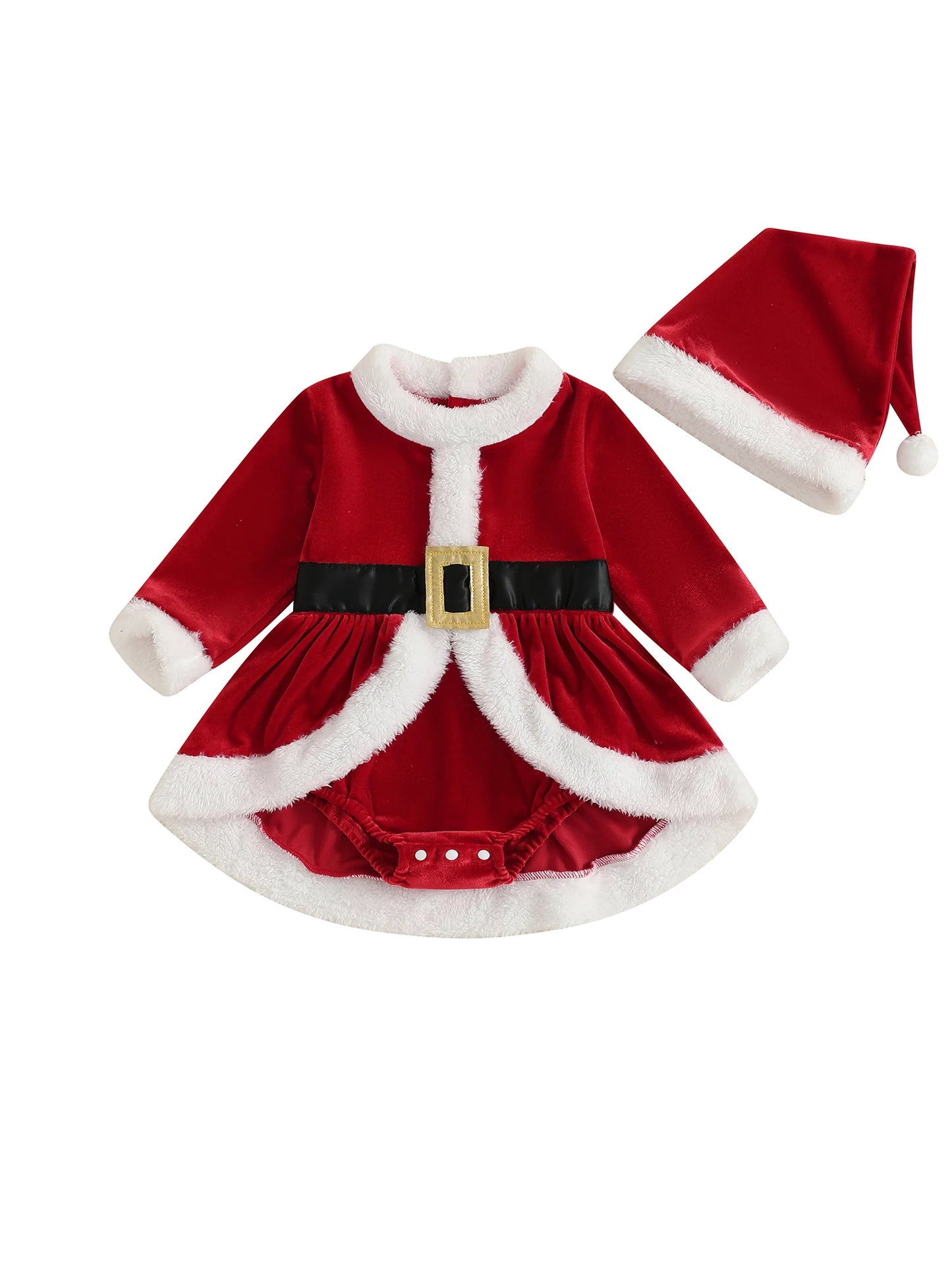 Guangdong Toddler Girl Winter Fleece Jumpsuit Set Santa Hat