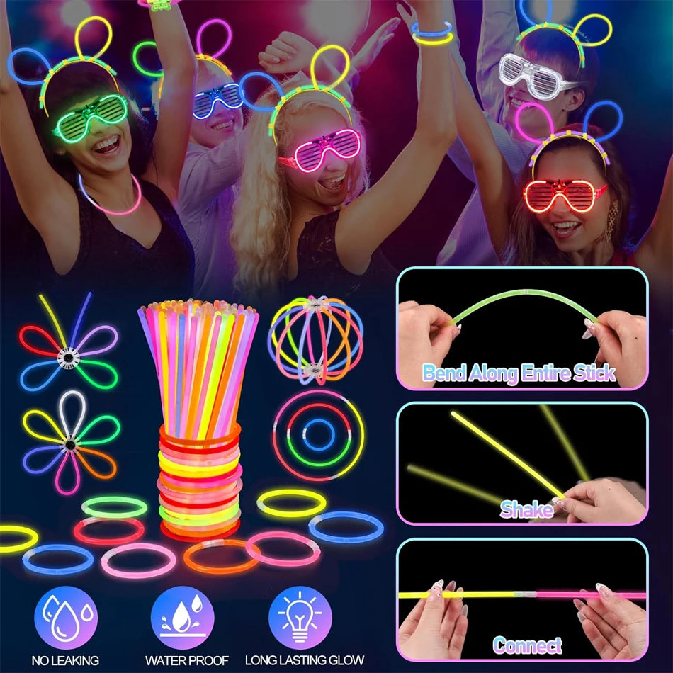 Glow In The Dark Foam Glow Sticks With LED Glasses