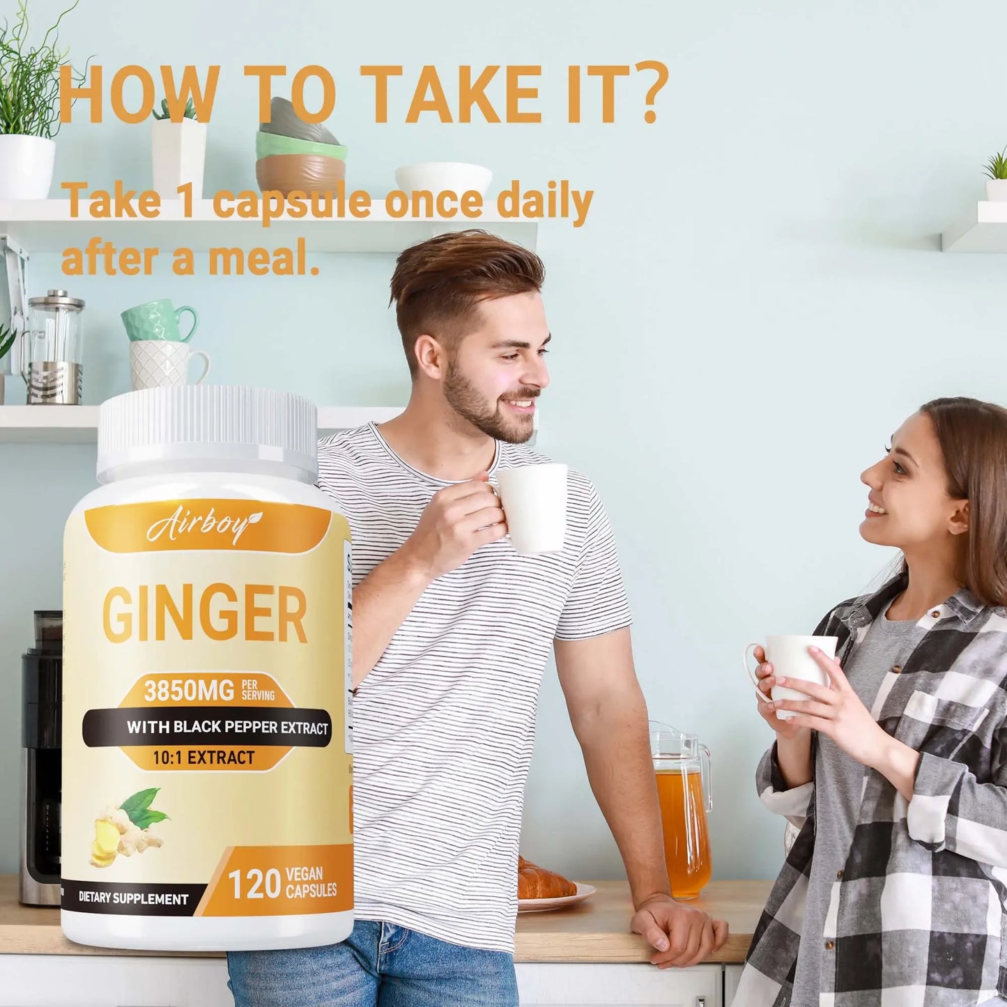 Ginger 3850MG - Supports The Immune System, Improves Digestion and Absorption, and Enhances Athletic Performance - 120 Capsules