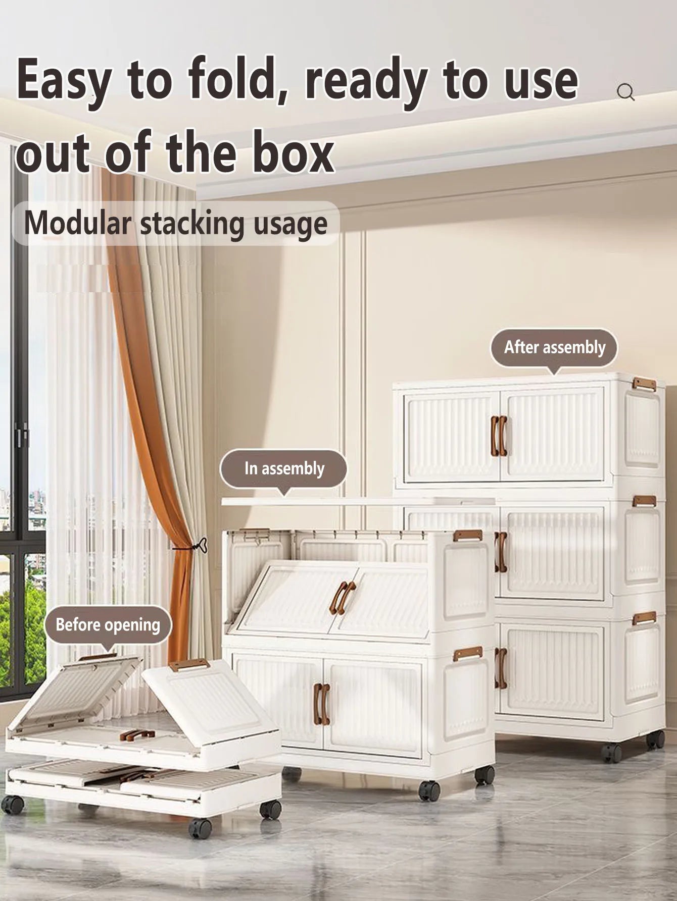 Foldable Plastic Storage Cabinet for Babies Multi-Layered Home Use Organizer Child's Closet for Clothes No-Install Easy Assembly