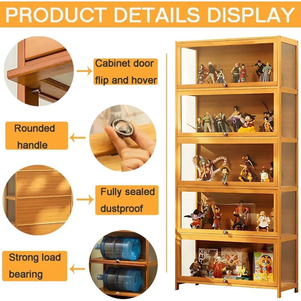 XMSJ Display Cabinet With Acrylic Doors 5Tier Curio Case