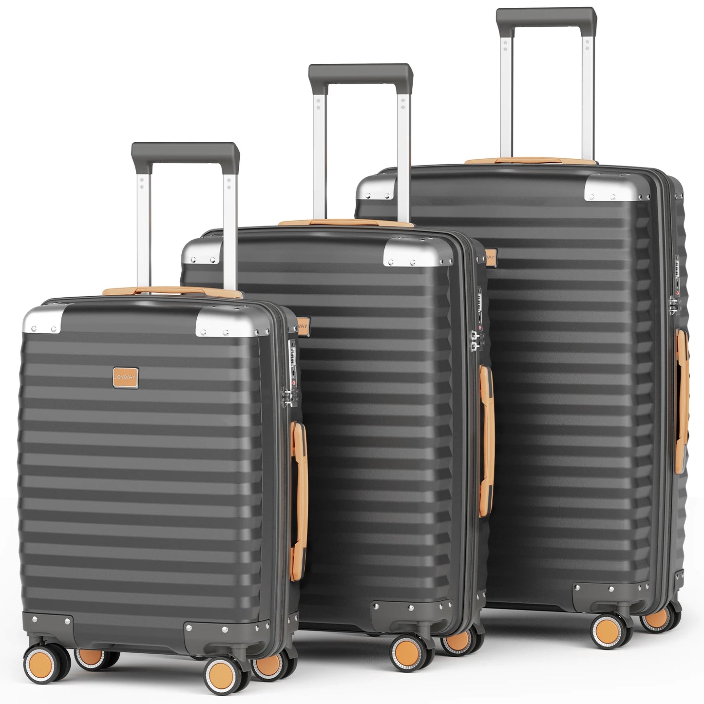 Joyway 1/3pcs Travel Luggage Suitcase, TSA Lock, Durable Lightweight PP Hard Shell Suitcase, Side Hooks, Corner Protectors