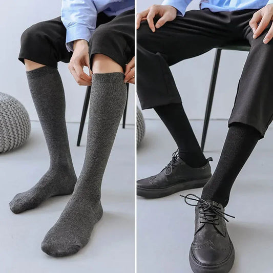 WHLYZ YWCN Men Cotton Knee High Business Socks For Dress