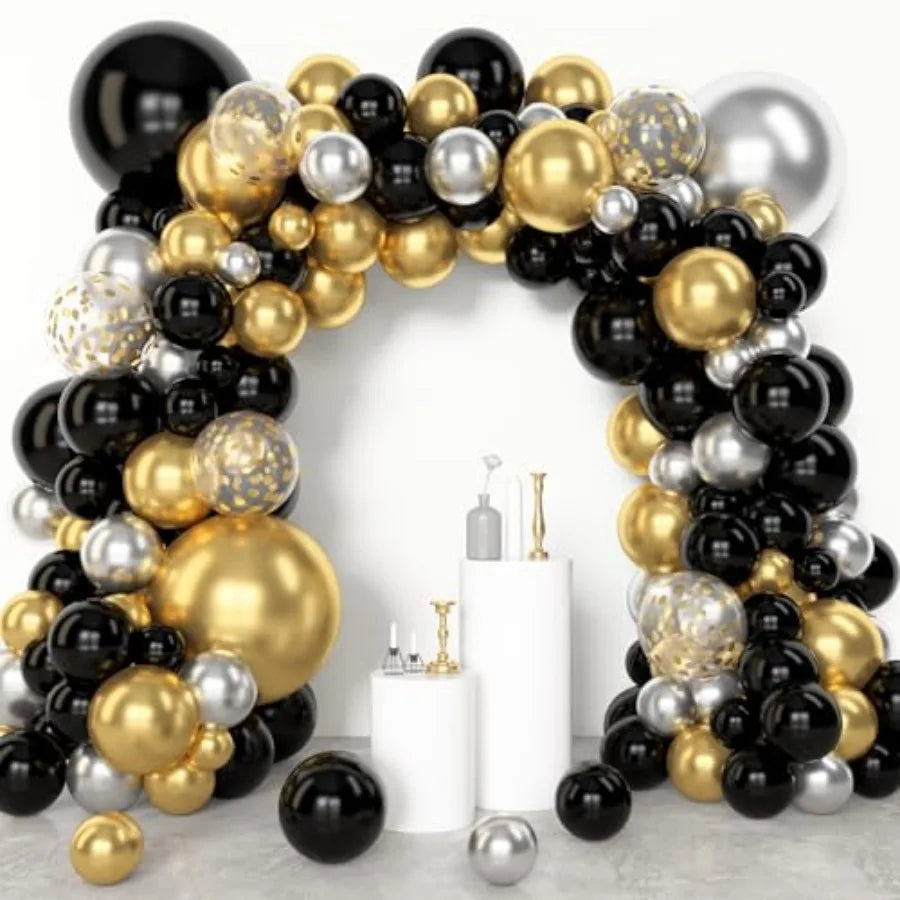 153pcs Balloon Garland Arch Kit, Different Sizes 18 12 10 5 inch Latex Metallic Confetti Gold Balloons Baptism Birthday Boho Ba