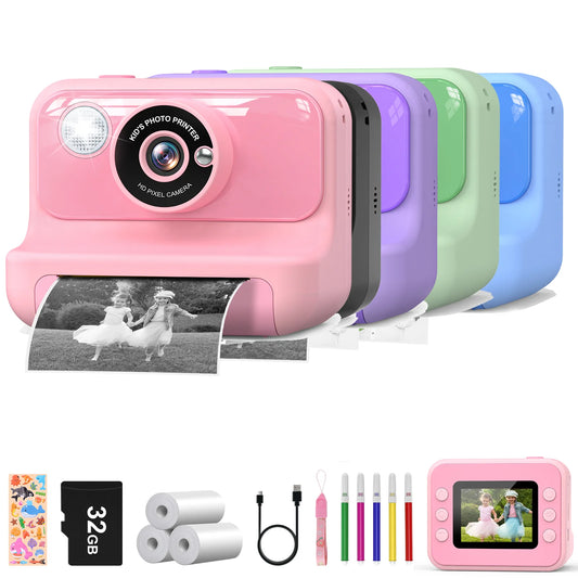 GofunlyCN Kids Instant Print Camera 1080P Mini Digital Toy