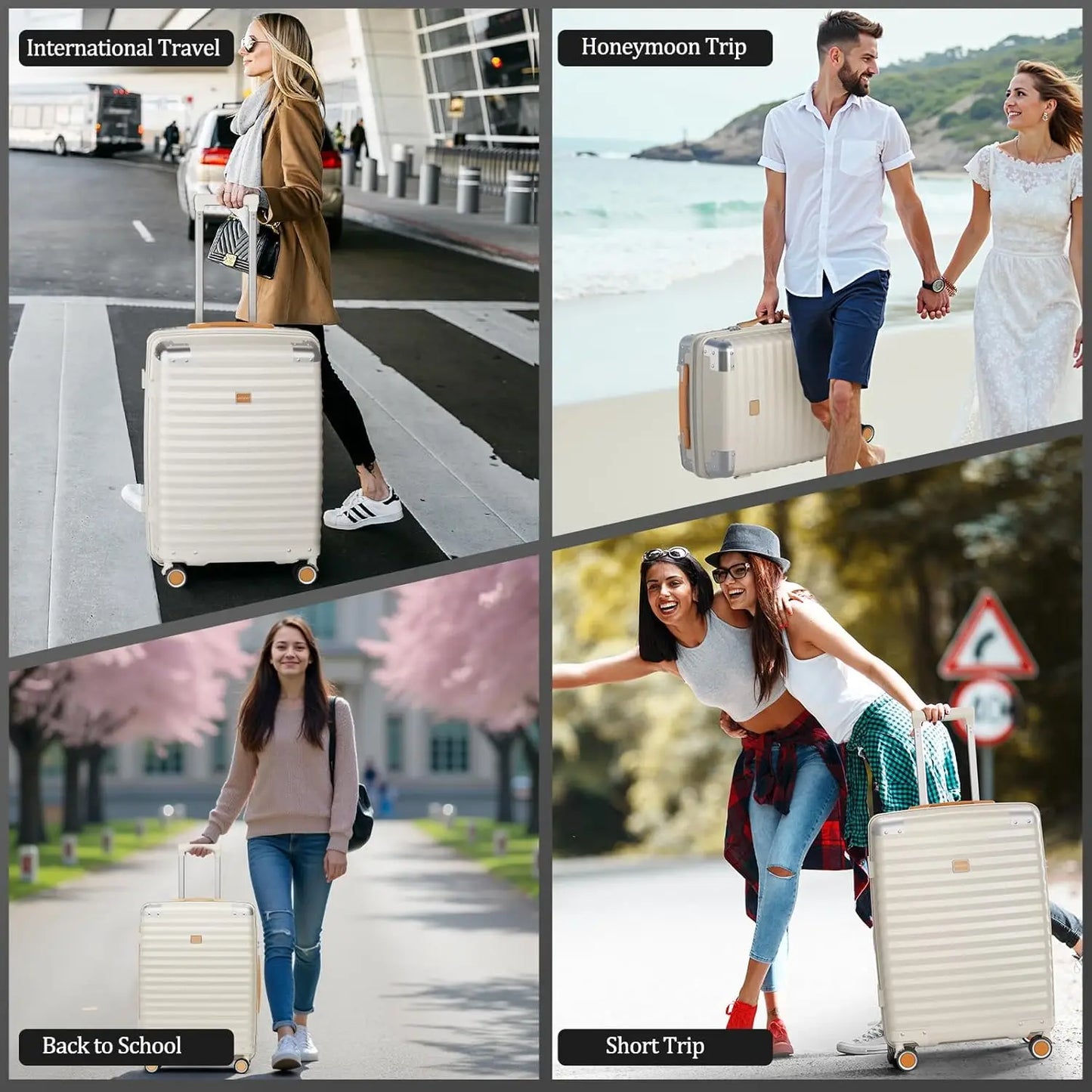 Joyway 1/3pcs Travel Luggage Suitcase, TSA Lock, Durable Lightweight PP Hard Shell Suitcase, Side Hooks, Corner Protectors