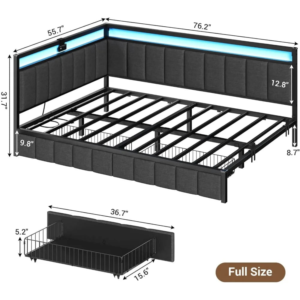 DAFIFY Hasuit Corner Bed Frame With Storage Drawers