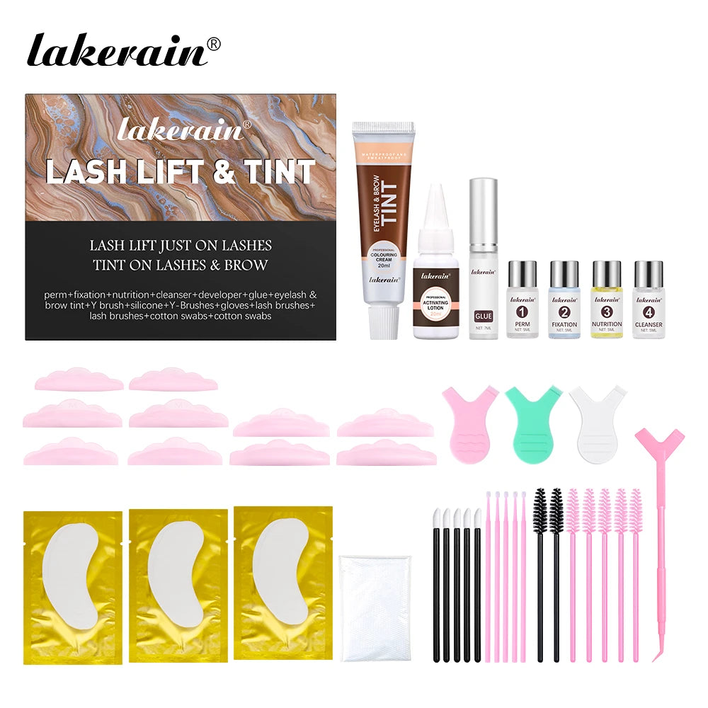 Professional Eyelash Perm & Tint Kit Black Brown Eyebrow Lamination Lash Lifting Curling Set Home Salon DIY Beauty Makeup Tools Pro