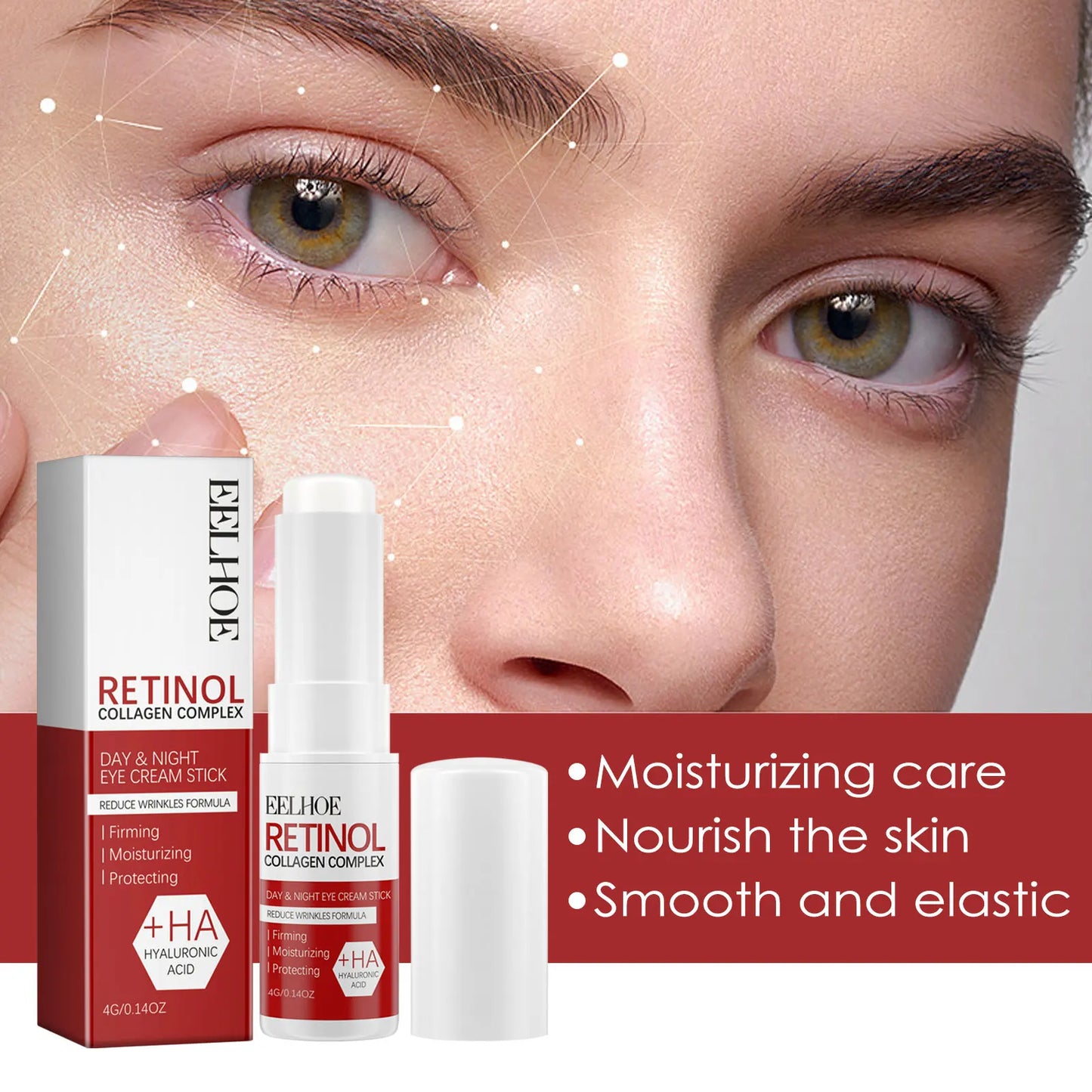 EELHOE Retinol Eye Stick 4g Under Eye Treatment Dark Circle Puffiness Reduction Anti Aging Roller Fine Lines Moisturizing