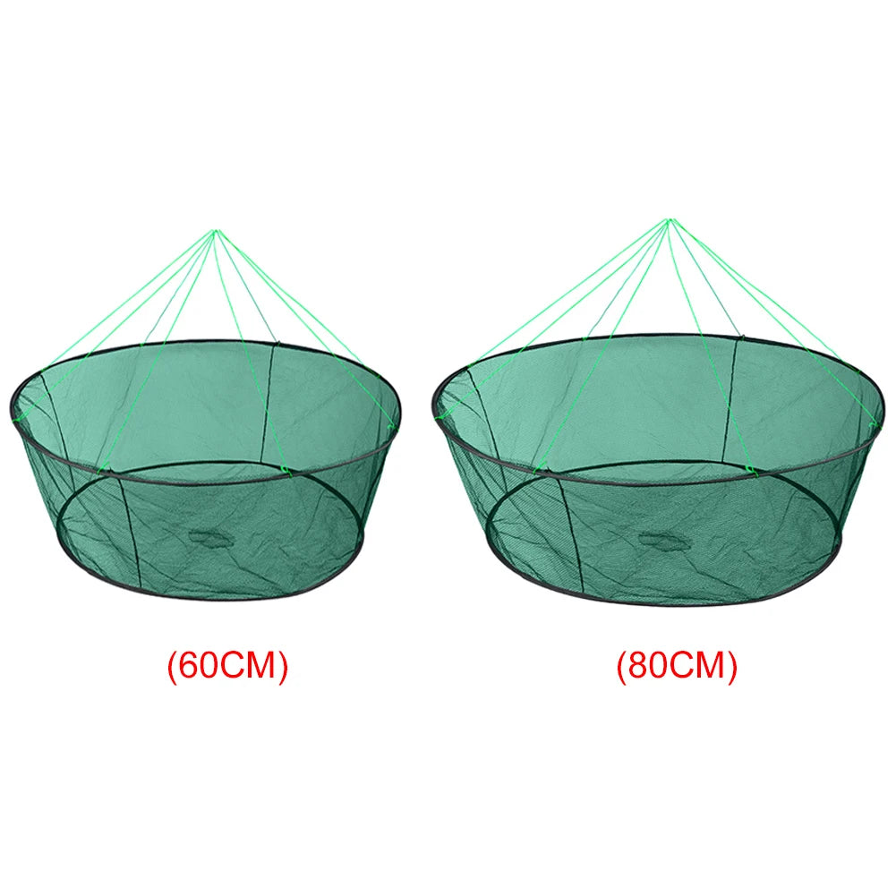 Portable Foldable Fish Net Net Folded Fish Mesh Baits Trap Cast Crab Shrimp Cage Fishing Gadgets Mesh Fish Tool