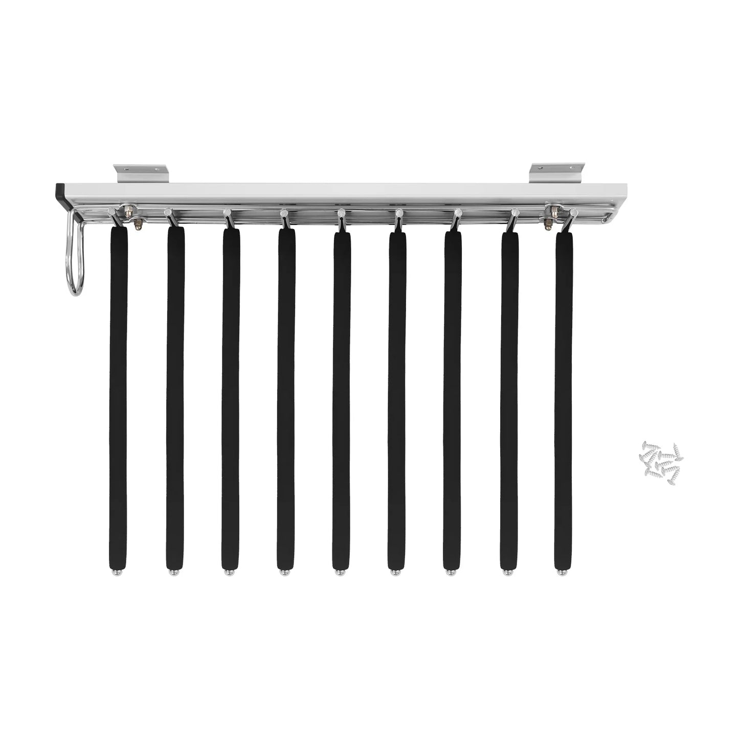 9-Rod Side Mounted Trouser Hanger, 35 lbs Pull Out Trousers Rack, Sliding Pants Rack W/ Flocked Bars for Pants, Ties
