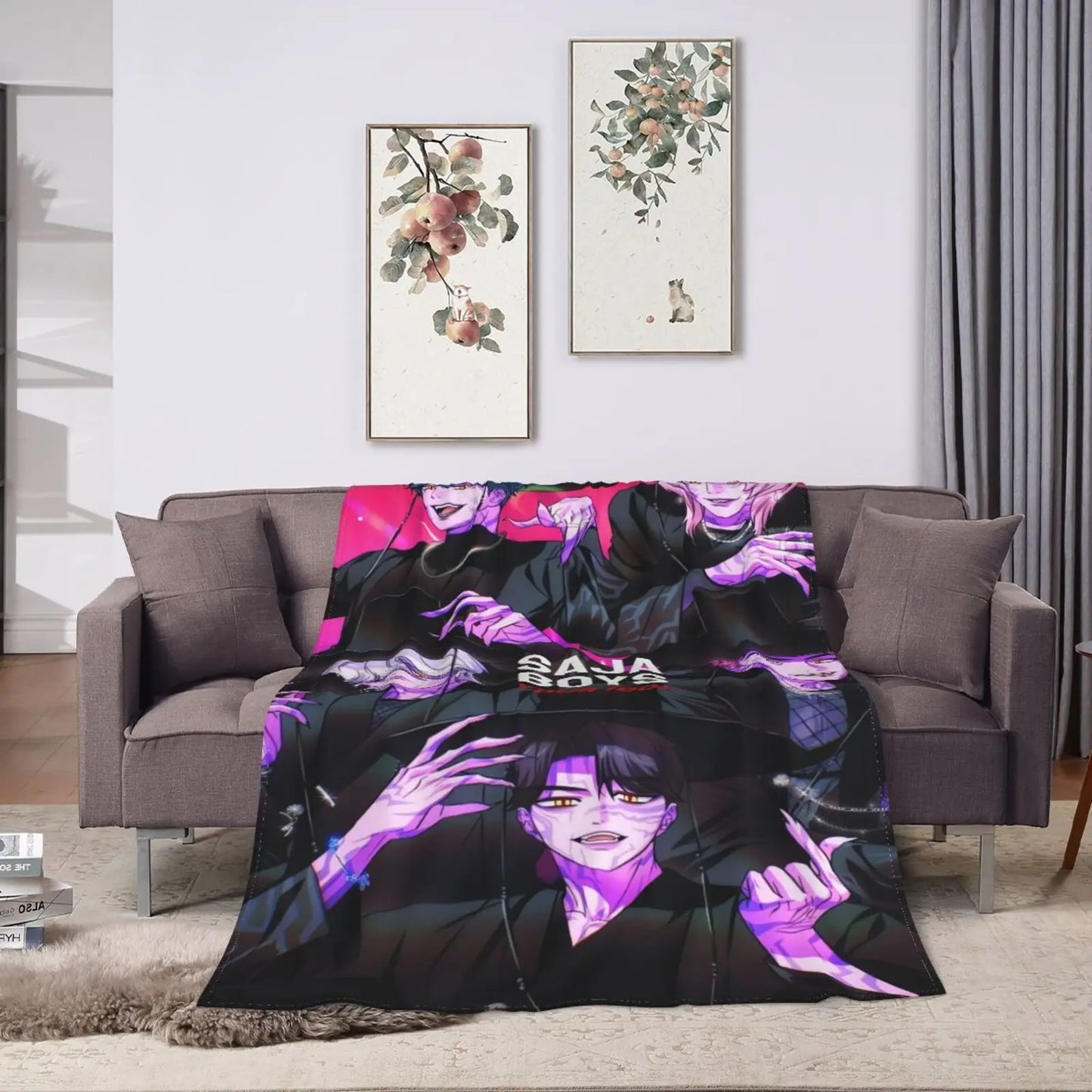 K Pop Demon Hunter Anime Inspired Ultra Soft Flannel Blanket Warm All Season Throw With Vibrant Character Artwork