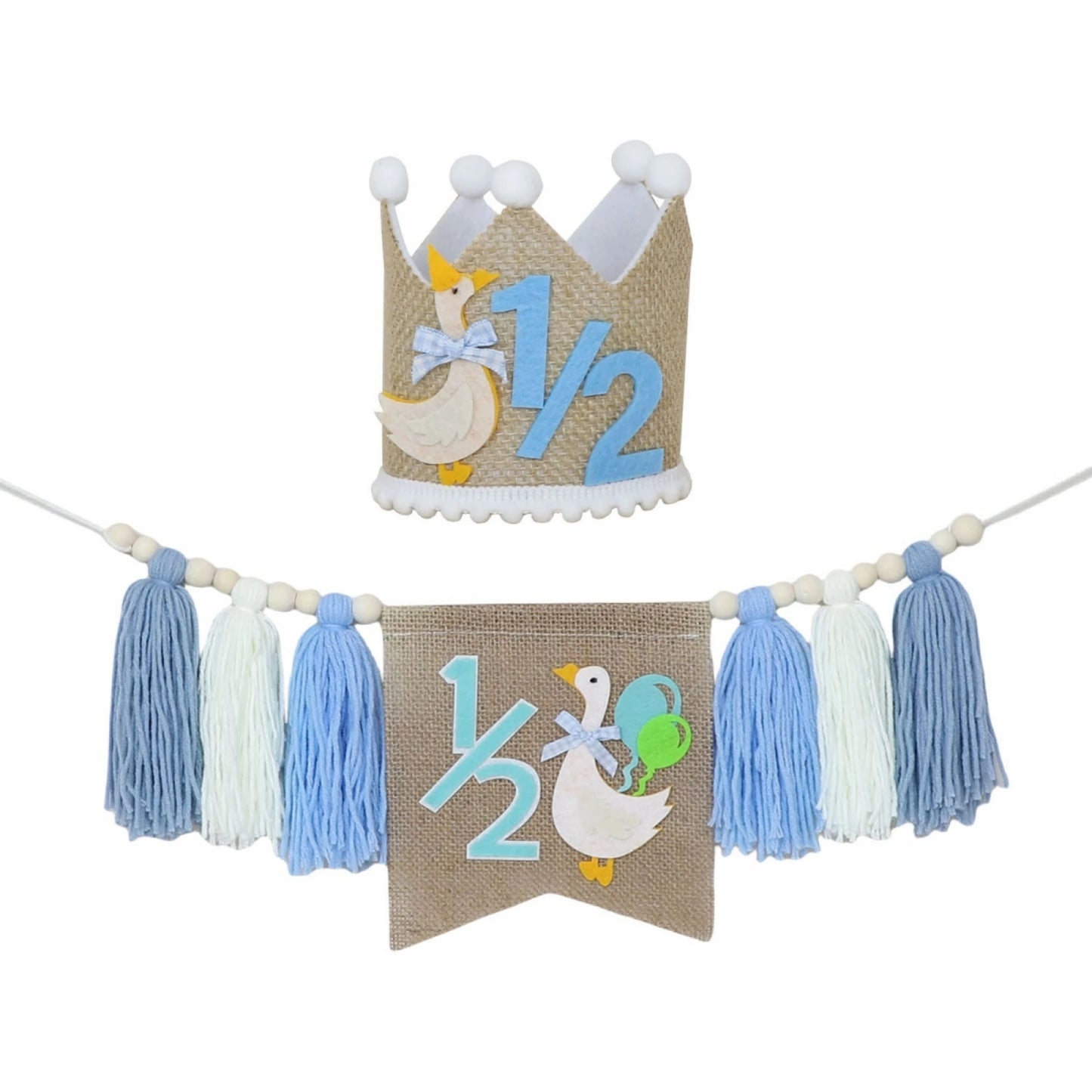 Birthday-Highchair-Banner With Garland Hat For Party Fireplace Mantle Decor 1 2 Birthday For Wooden 1 2 Birthday
