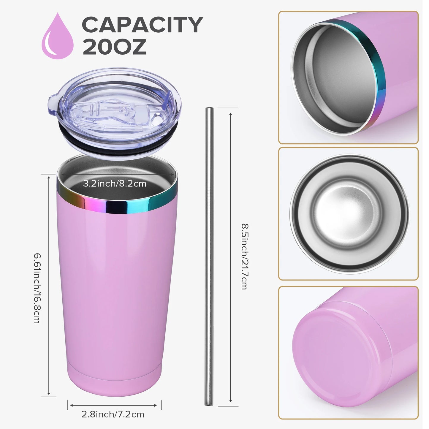Fastsub Stainless Steel Insulated Vacuum Travel Tumblers With Lids