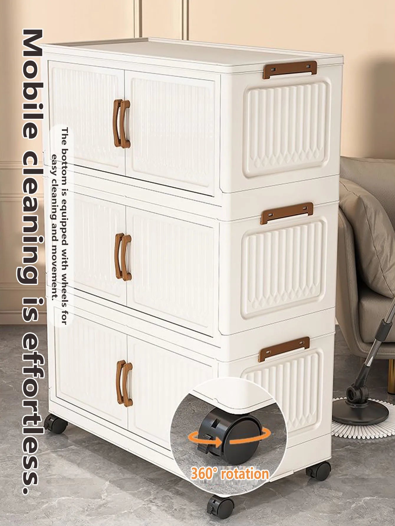 Foldable Plastic Storage Cabinet for Babies Multi-Layered Home Use Organizer Child's Closet for Clothes No-Install Easy Assembly