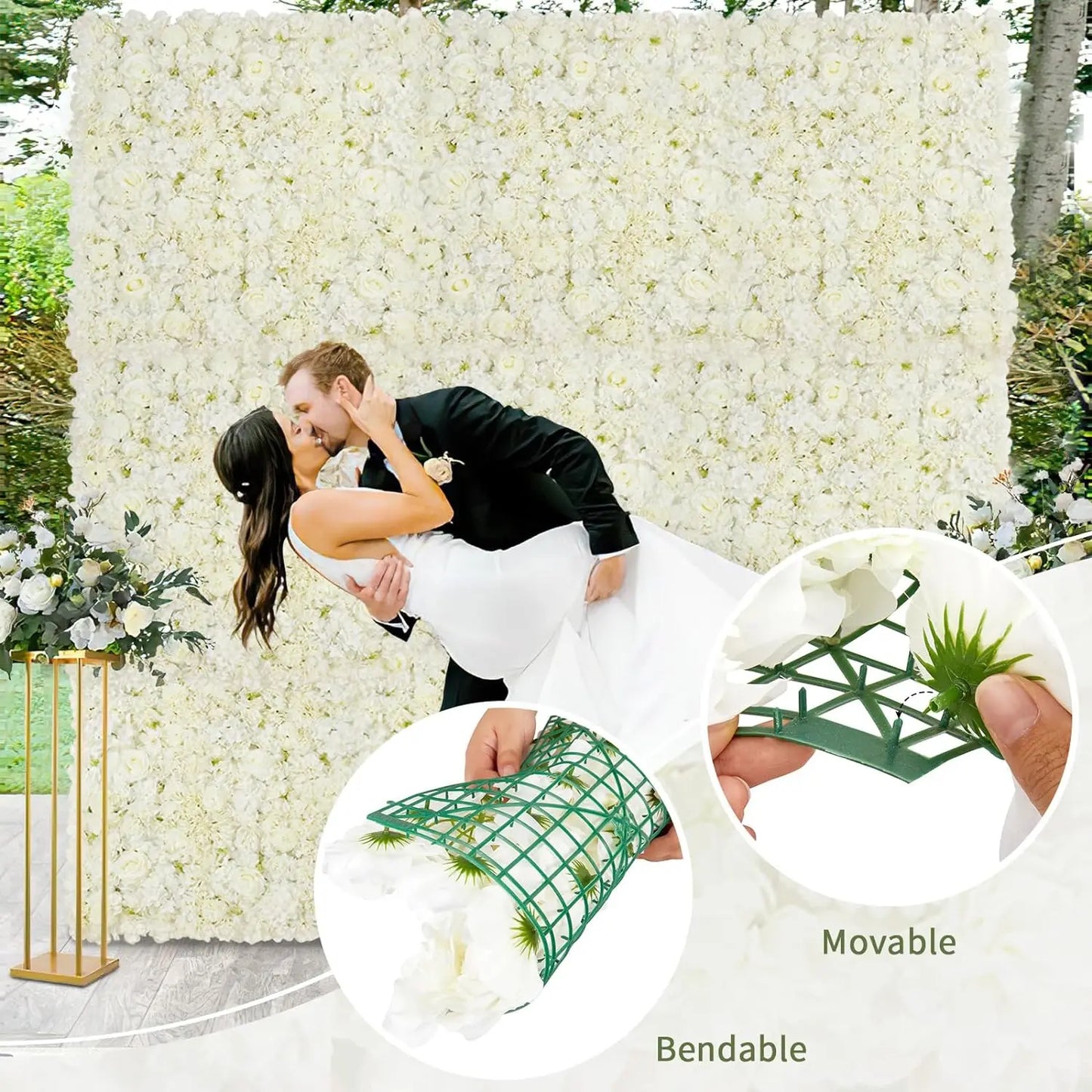White Flower Wall Backdrop 24 Packs 3D Floral Rose Panels