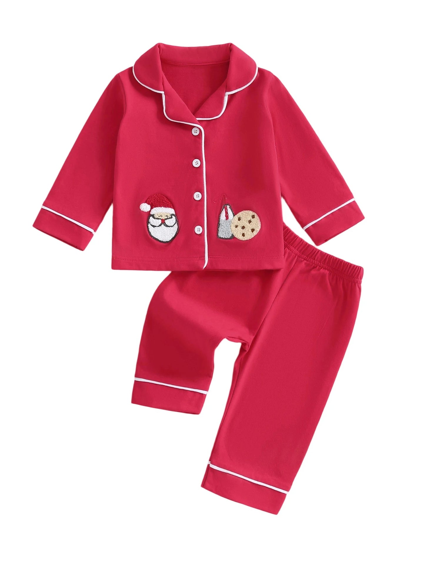 Infant Two Piece Christmas Pajamas Set With Reindeer Print Long Sleeve Top And Matching Pants For Baby Sleepwear