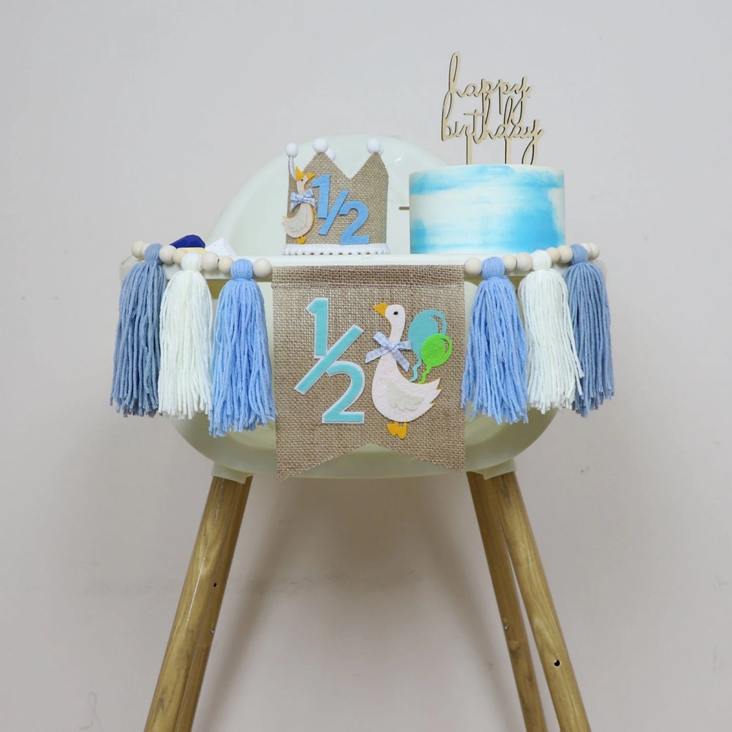 Birthday-Highchair-Banner With Garland Hat For Party Fireplace Mantle Decor 1 2 Birthday For Wooden 1 2 Birthday