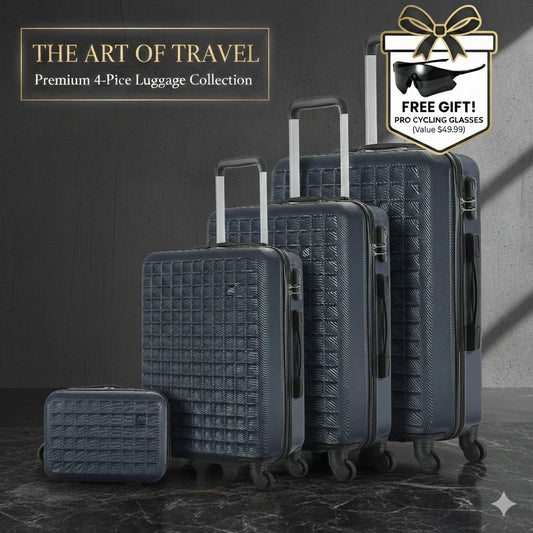 4-Piece ABS Hardside Spinner Luggage Sets (18/23/27 Inch + 13 Inch Cosmetic Case) – Lightweight Suitcase Sets with 3-Digit Combi