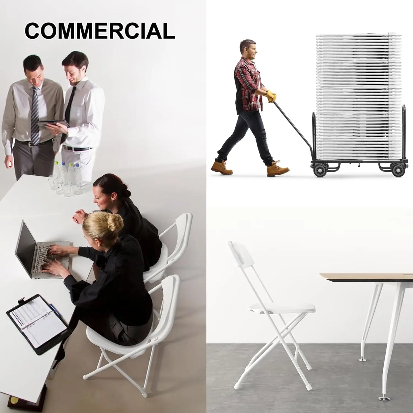 XMSJ 10 Pack Folding Chairs Portable Stackable Plastic Seats