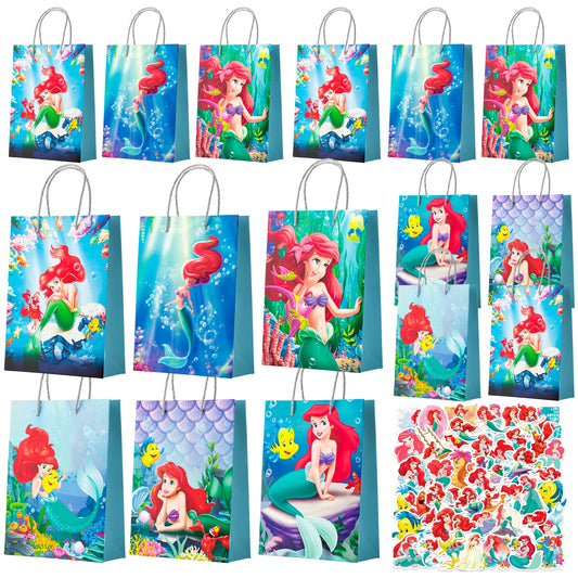 Little Mermaid Party Favor Bags 24 Pack With 50 Mermaid Stickers For Girls Kids Birthday Party Supplies