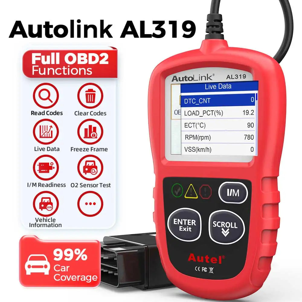Autel AL319 OBD2 Code Reader Car Diagnostic Tool OBDII Scanner