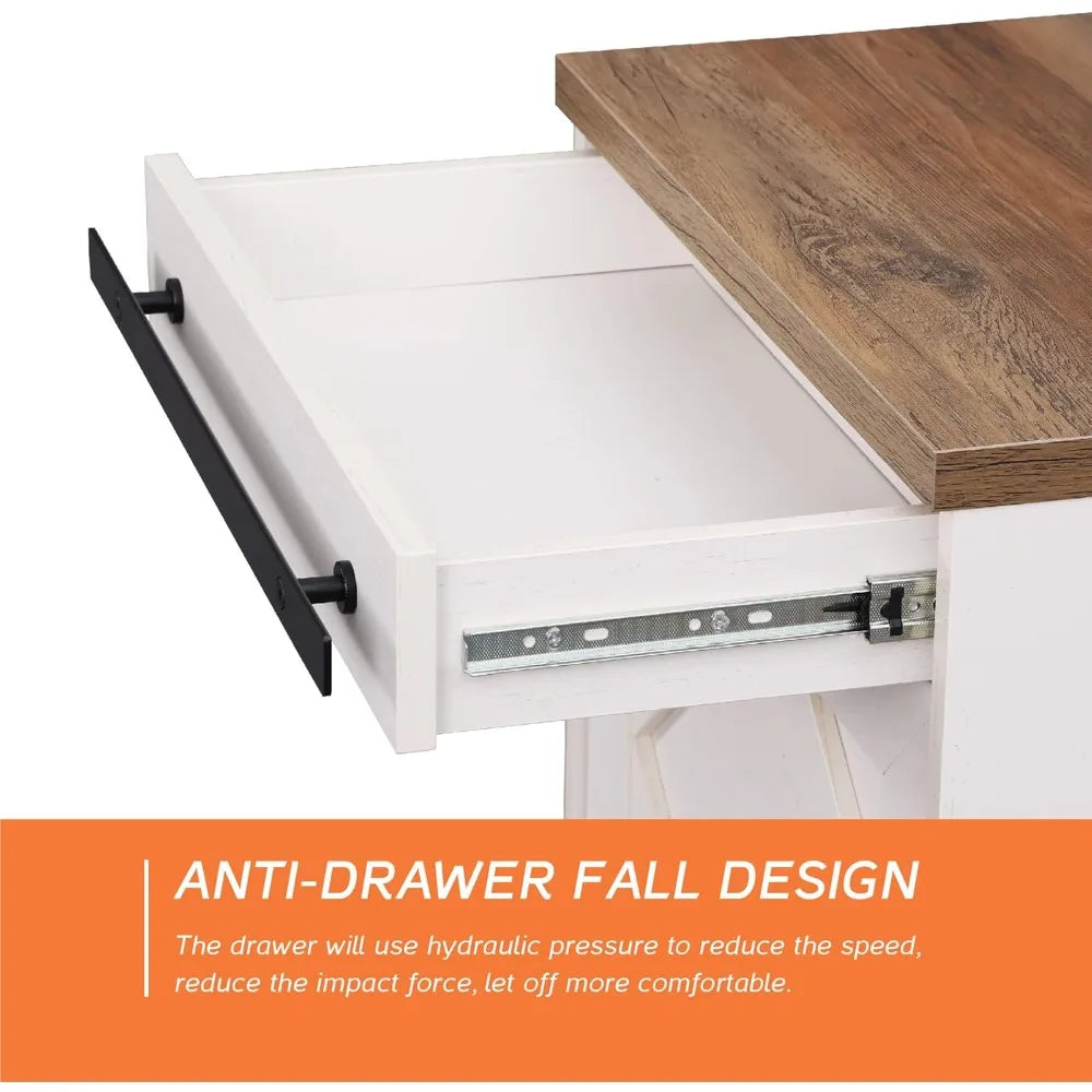 DAFIFY Rustic Farmhouse End Tables With Drawer And Barn Door