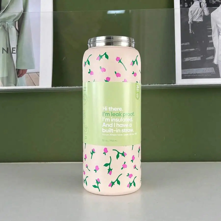 Insulated Stainless Steel Water Bottle With Straw For Travel And Sports