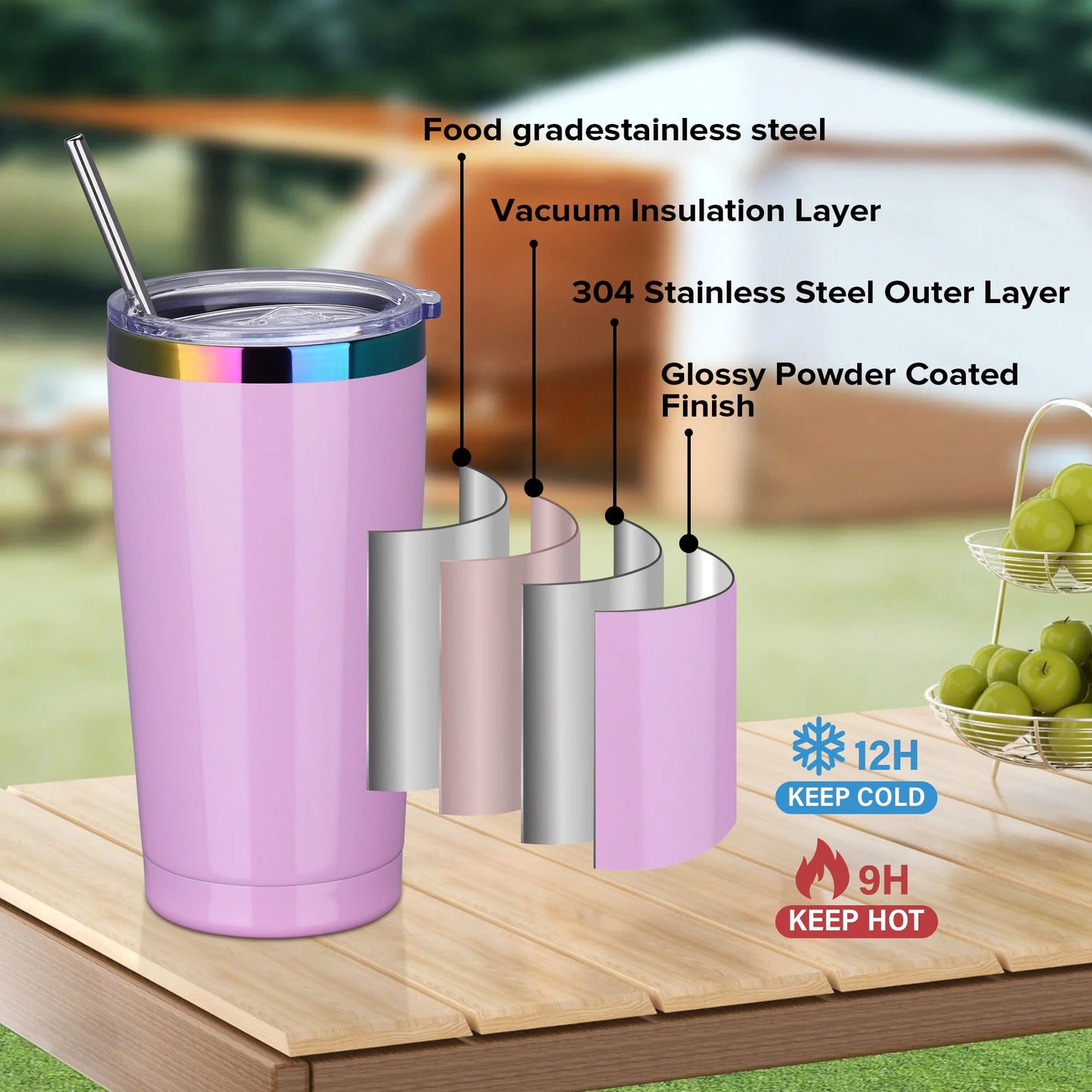 Fastsub Stainless Steel Insulated Vacuum Travel Tumblers With Lids