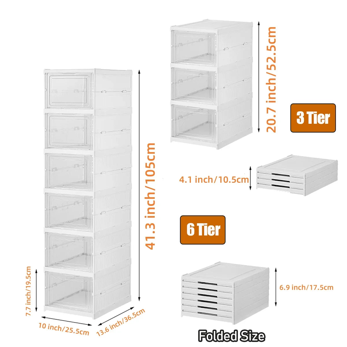 Foldable Six Layer Transparent Shoe Box Storage Organizer
