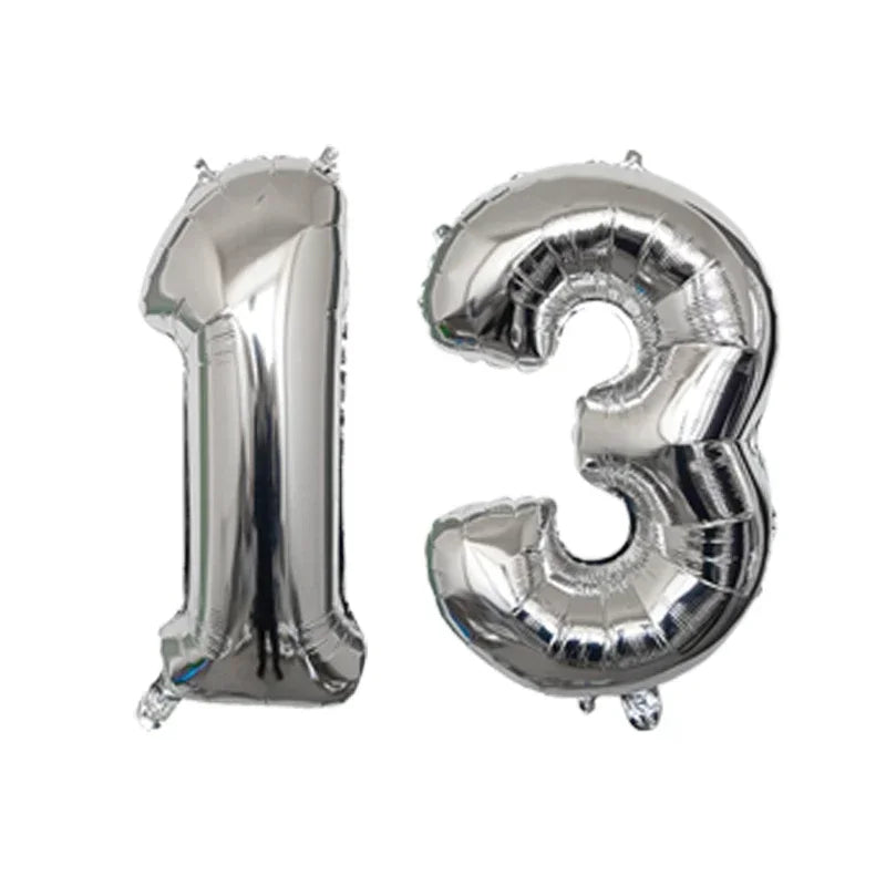 32 Inch Helium Foil Number Balloons 10 11 12 13 14 15 Gold Silver Black Blue Red Birthday Party Decoration 32 Pcs