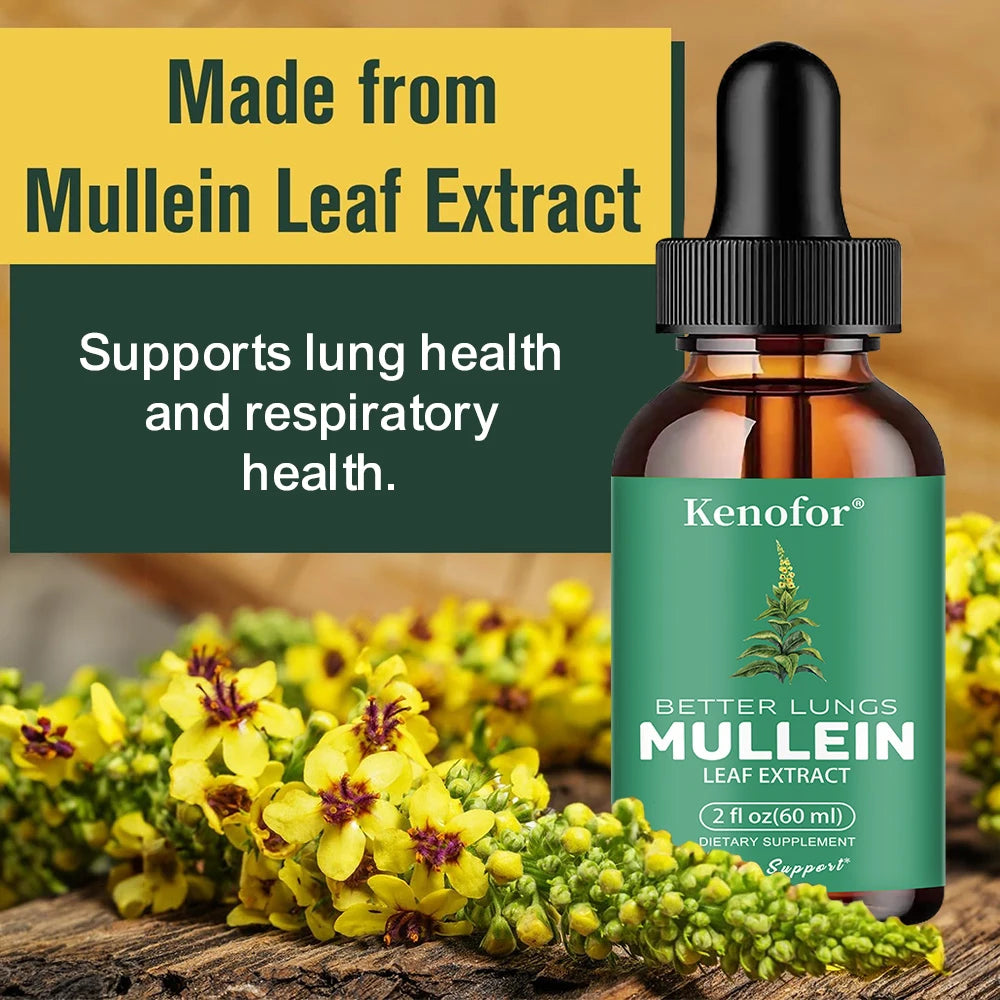 Mullein Lung Drops - Respiratory Health Support - Healthy Breathing - Non-GMO - Vegetarian - 1 Month Supply
