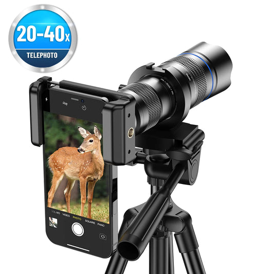 APEXEL HD Metal 20 To 40x Zoom Telephoto Lens For Phone Camera With Extendable Tripod For Samsung iPhone All Smartphones