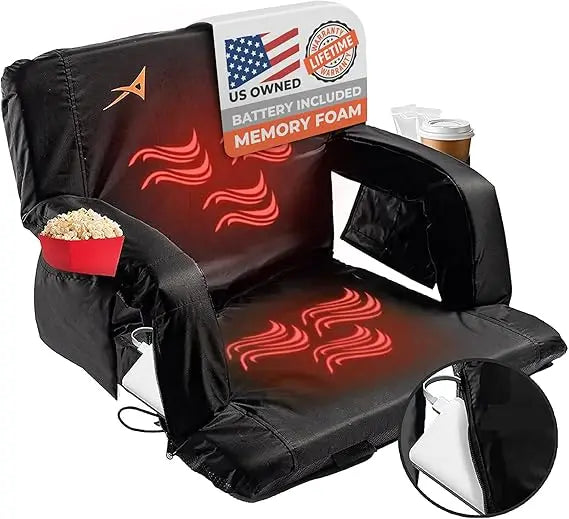 ACELETIQS Stadium Bleacher Seat With Back Support USB Battery Included