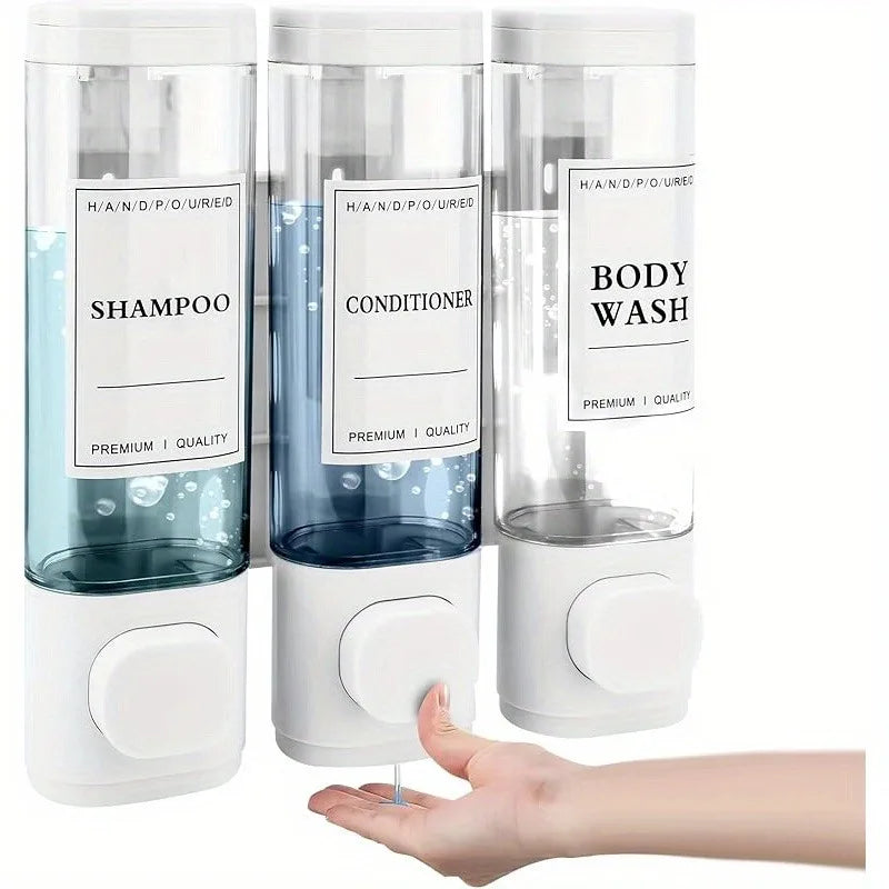 Wall Mounted 3 In 1 Shampoo And Conditioner Dispenser
