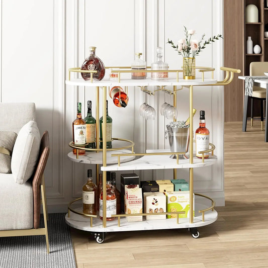 HobbyLane Bar Cart With 4-Tier Storage And Wine Rack