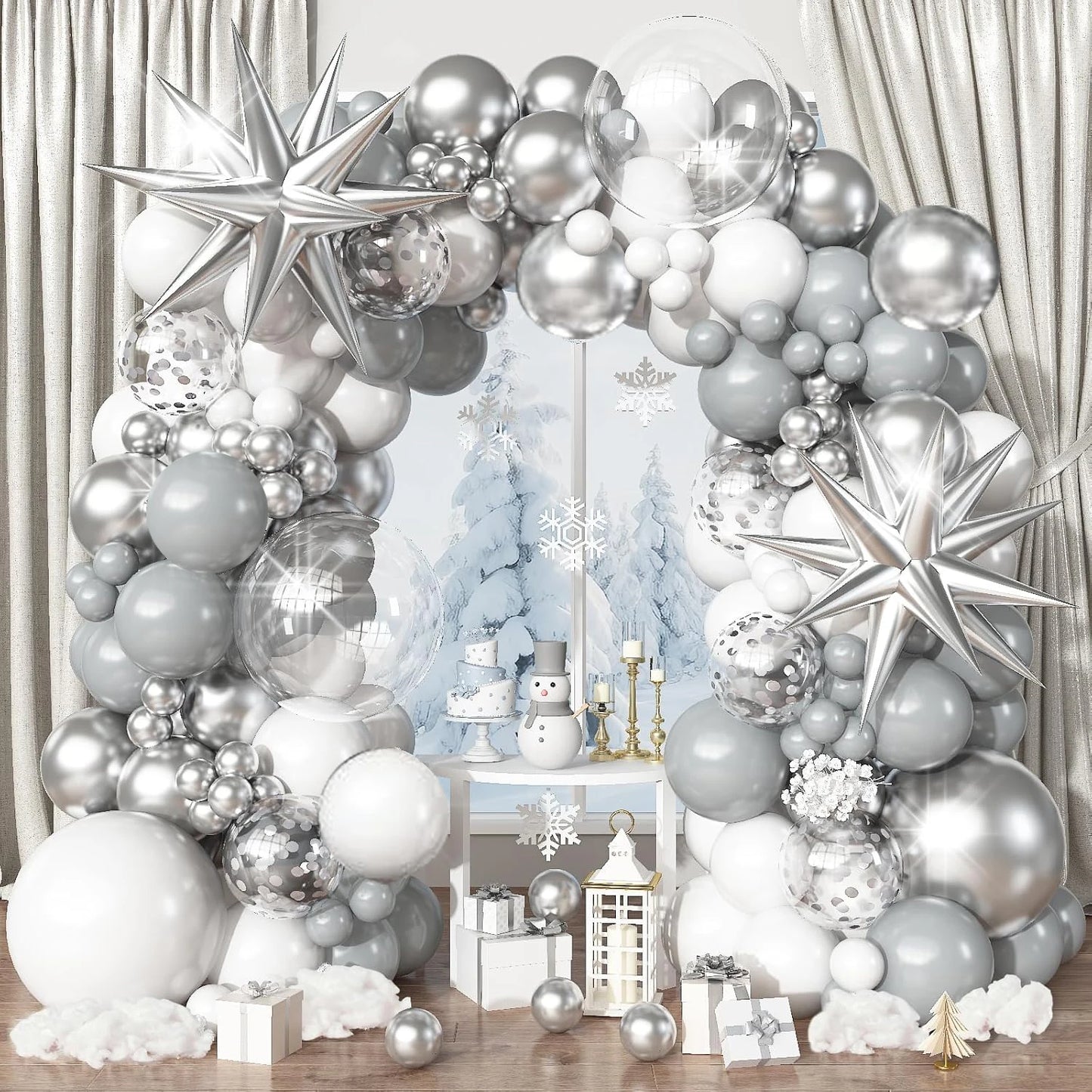 100 Piece Latex Balloon Decoration Set With Star Arch