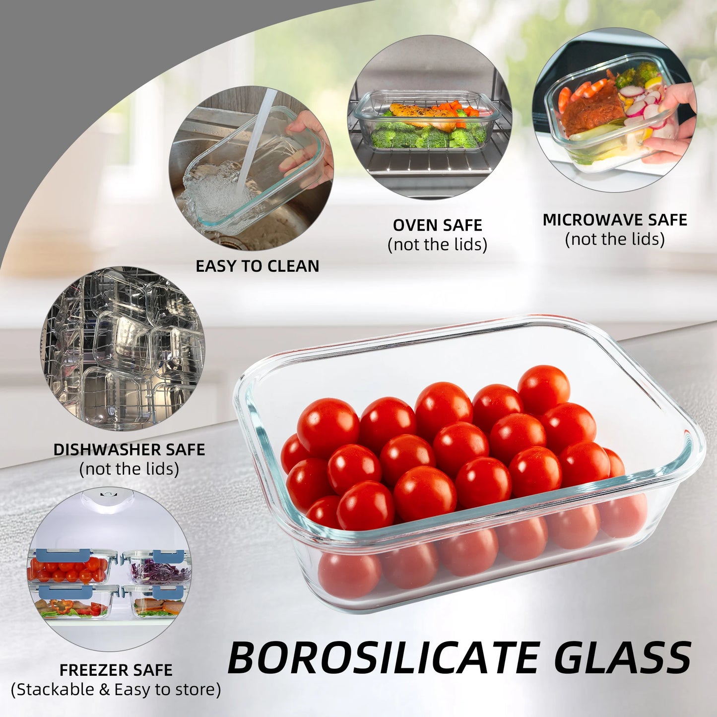 16-Piece Glass Food Storage Containers Set Leakproof Airtight BPA-Free