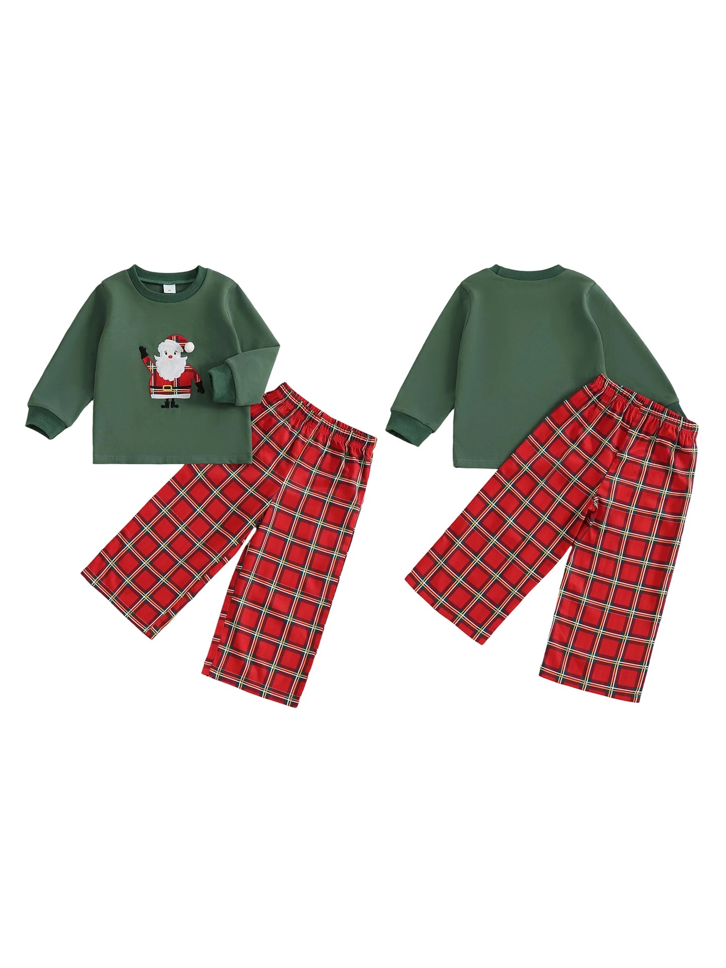 Kids Christmas Santa Hoodie Set With Embroidered Details