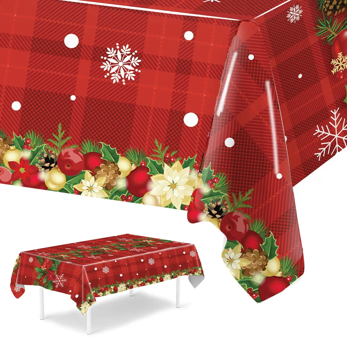 NoHign Merry Christmas Tablecloth Plastic Xmas Cover