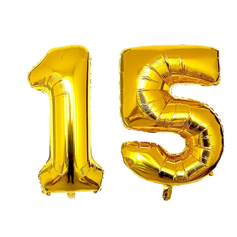 32 Inch Helium Foil Number Balloons 10 11 12 13 14 15 Gold Silver Black Blue Red Birthday Party Decoration 32 Pcs