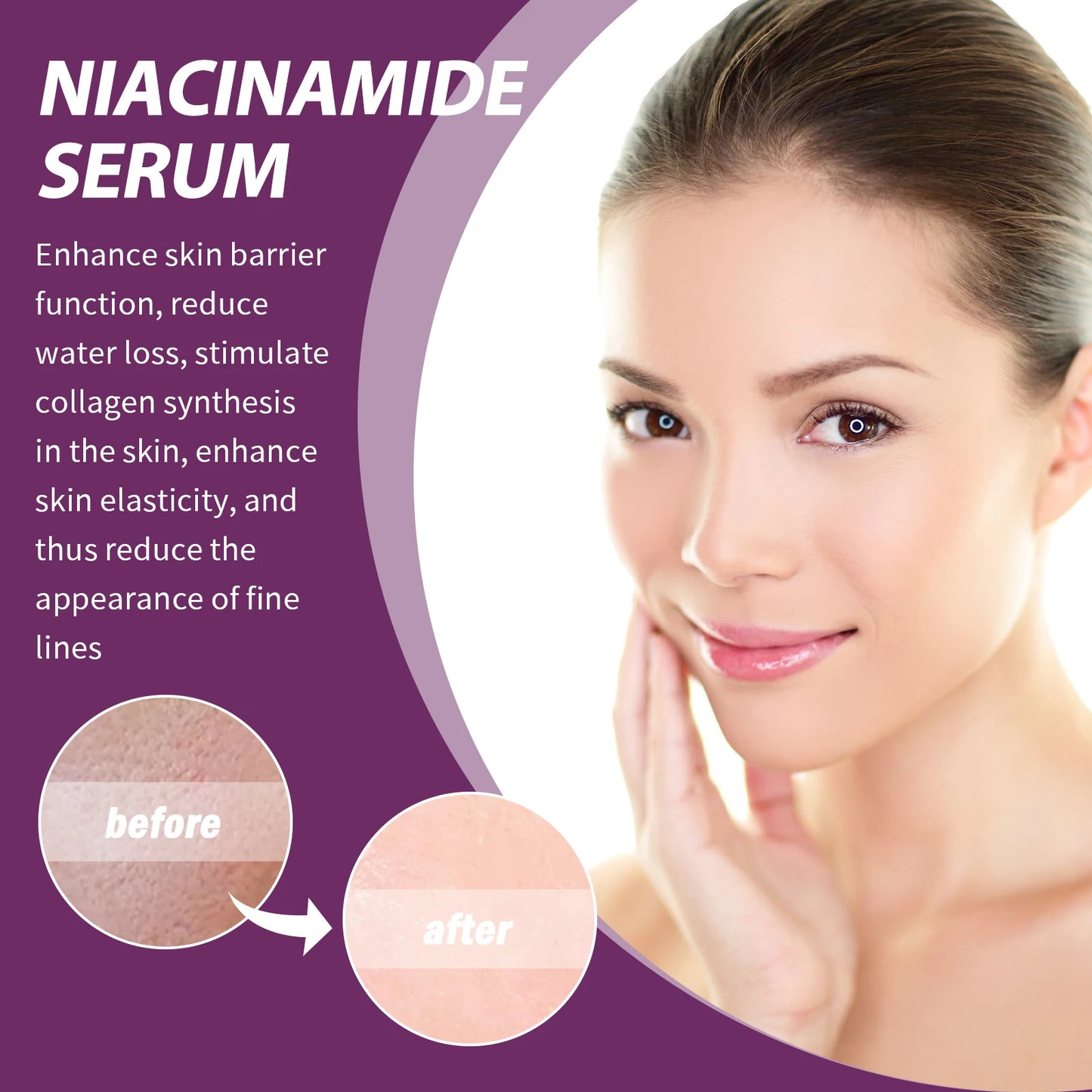 EELHOE 20ml Niacinamide Moisturize Serum Nourishing Shrink Pores Inhibits Melanin Brightning Skin Firm Smooth for All Skin Types