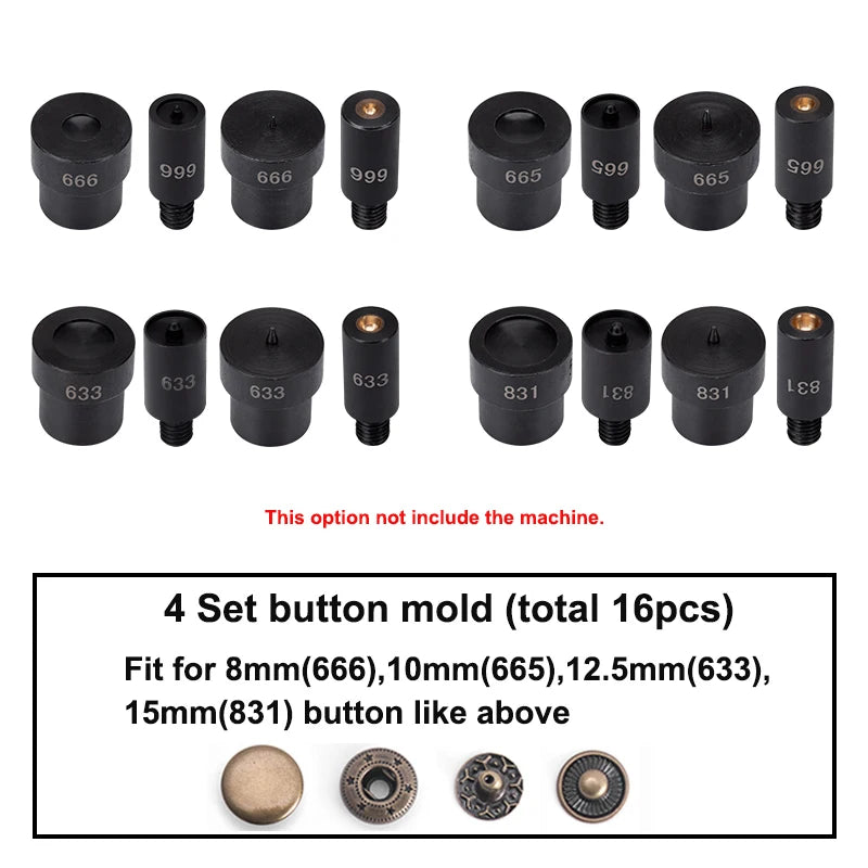 WUTA Hand Press Button Installation Machine Manual Press Grommet Eyelet Installer Tools Snap Fastener Metal Mold Mute Craft Tool